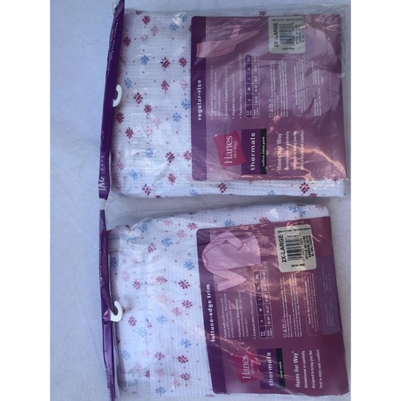 Hanes Thermal Floral Shirt and Pants Set Lettuce edge Trim Cuffed 2XL - Picture 6 of 12